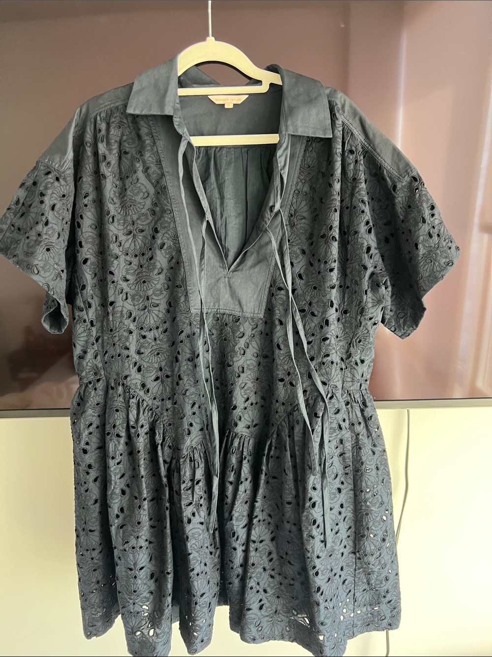 Rebecca Taylor Slate navy Eyelet dress